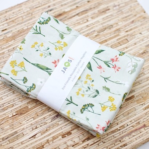 Large Cloth Napkins - Set of 4 - (ND688) - Floral Sprigs Light Green Reusable Fabric Napkins
