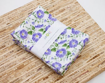 Large Cloth Napkins - Set of 4 - (NB666) - Purple Morning Glory Floral Reusable Fabric Napkins