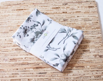 Large Cloth Napkins - Set of 4 - (N5628) - Grey Toss Florals Modern Reusable Fabric Napkins