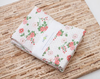 Large Cloth Napkins - Set of 4 (N6725) - Trailing Flowers Dot Reusable Fabric Napkins