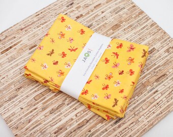 Large Cloth Napkins - Set of 4 - (N4089) - Yellow Butterflies Modern Reusable Fabric Napkins