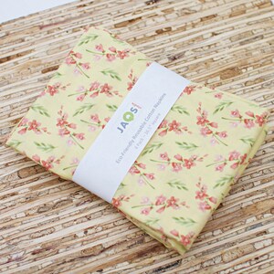 Large Cloth Napkins - Set of 4 - (NB658) - Floral Sprigs Yellow Reusable Fabric Napkins