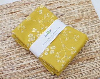 Large Cloth Napkins - Set of 4 - (NC182) - Queen Lace Flower Yellow Modern Reusable Fabric Napkins