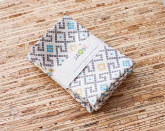 Small Cloth Napkins - Set of 4 - (N8747s) - Greek Tiles Modern Reusable Cotton Fabric Napkins