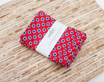 Small Cloth Napkins - Set of 4 - (N1635s) - Red Circled Stars Modern Reusable Fabric Napkins