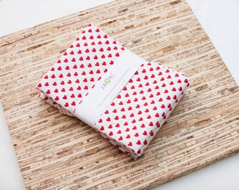 Servilletas de tela grandes - Juego de 4 - (N7233) - Servilletas de tela de algodón reutilizables modernas con diseño de corazones rojos