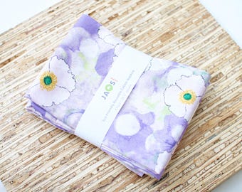 Large Cloth Napkins - Set of 4 - (N3584) - Purple Lavender Floral Reusable Fabric Napkins