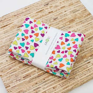 Large Cloth Napkins - Set of 4 - (N4160) - Heart Colorful Modern Fun Reusable Fabric Napkins