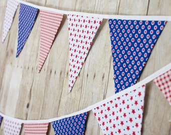 America Red White and Blue Flag - Americana - Wall Decor, Fall Fabric Flag Bunting
