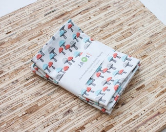 Small Cloth Napkins - Set of 4 - (N6760s) - Little Mushrooms Modern Reusable Fabric Napkins