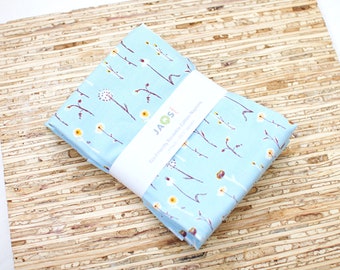 Large Cloth Napkins - Set of 4 - (ND273) - Wildflowers Blue Modern Reusable Fabric Napkins
