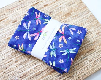 Large Cloth Napkins - Set of 4 (NC926) - Dragonfly Royal Blue Reusable Fabric Napkins