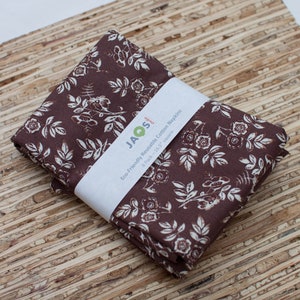 Large Cloth Napkins - Set of 4 - (N7722) -  Floral on Brown Reusable Fabric Napkins