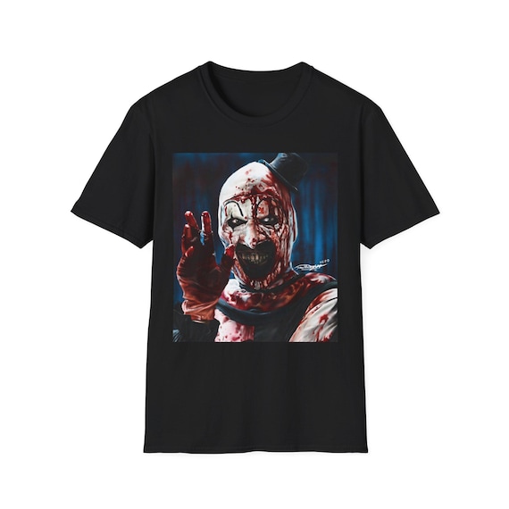 Spooky Horror T-Shirt for Halloween Fans, Art the Clown Tee, Unique Graphic Tee, Scary Movie Apparel, Unisex Costume Top