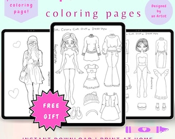 Anpassbare Papierpuppen - DIY Malseiten - PNG Download - Nur Digitale Datei
