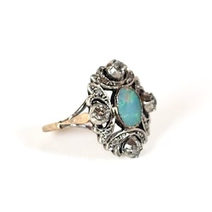 Opal and Diamond 14k Gold and Sterling Silver Ring