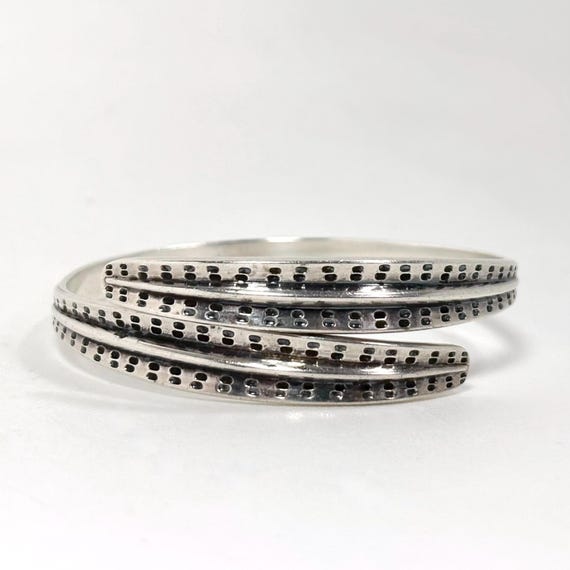 Signed David Andersen 1960s Sterling Silver Viking Saga Bangle