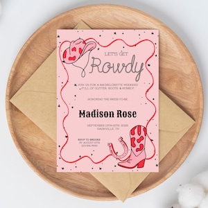 Cowgirl Bachelorette Invitation Template | Last Rodeo Canva Invite | Editable Western Party Download | Pink Cowgirl Bach Invite