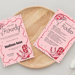 Western Bachelorette Invitation & Itinerary Bundle | Cowgirl Bach Weekend Template | Editable PDF | Rodeo Bachelorette Party