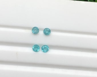 Natural brazilian paraiba cut gemstone nice colour round shape 4 pieces 2.1x2.1 mm