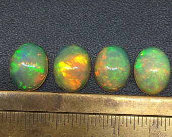 Natural Ethiopian opal cabochon gemstone nice multi fire 4 pieces oval 6.55 carat