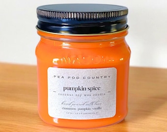 Pumpkin Spice Candle: Creamy Fruit, Vanilla & Warm Spice Scented Soy Wax