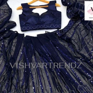 Georgette saree with sequins , thread & dori work With Japan Satin blouse , sarees for women saree for her