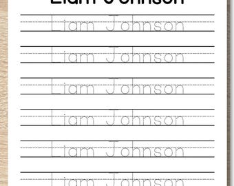 Personalized Name Writing Practice Sheet custom name tracing page Customizable Trace Learn Worksheet for Kids Handwriting Training Printable