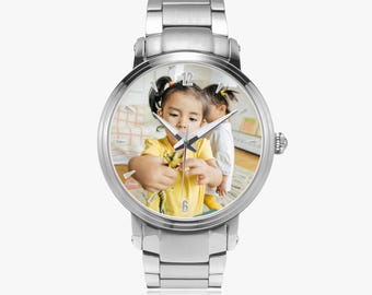 Custom Photo Automatic Watch with Steel Strap, Personalized Stainless Steel Watch, Anniversary Birthday Gift for Men Women