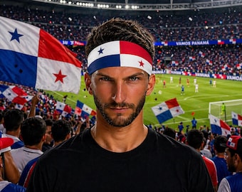 Panama Headband, Panama Flag Headband, Banda Panamá, Red White Blue Headband, Sports Fan Headband, Soccer Fan Accessories