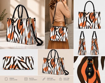 Abstract Animal Print Tote Bag for Women PU Leather Shoulder Bag Waterproof Large Capacity Fashion Handbag Gift