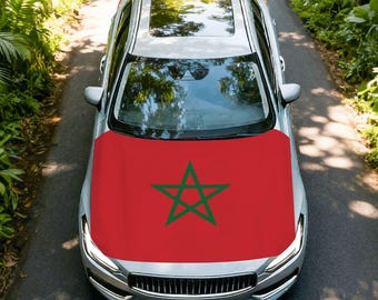 Morocco Flag Car Hood Cover – Moroccan National Flag Auto Bonnet Cover, Patriotic Car Decoration