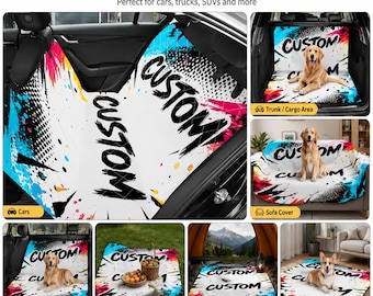Custom Dog Car Seat Cover for Back Seat, Personalized Pet Seat Protector, Waterproof Style Travel Cover for Cars SUVs Trucks