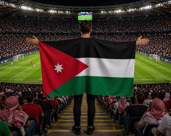 Jordan Flag Large, Jordanian Flag, Black White Green Red Flag, Outdoor Indoor Flag, Sports Fan Flag, Stadium Supporter Flag