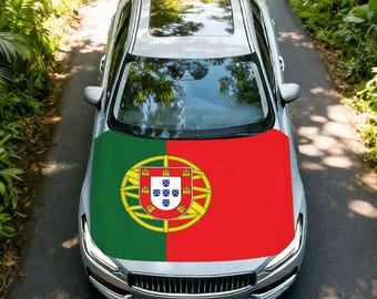 Portugal Flag Car Hood Cover – Portuguese National Flag Auto Bonnet Cover, Patriotic Car Decoration