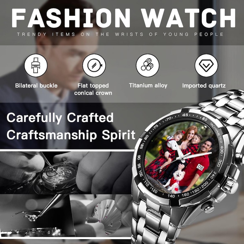Personalized Photo Watch for Men, Custom Picture Watch, Upload Your Photo Watch, Gift for Dad, Husband, Boyfriend, Anniversary Gift image 5