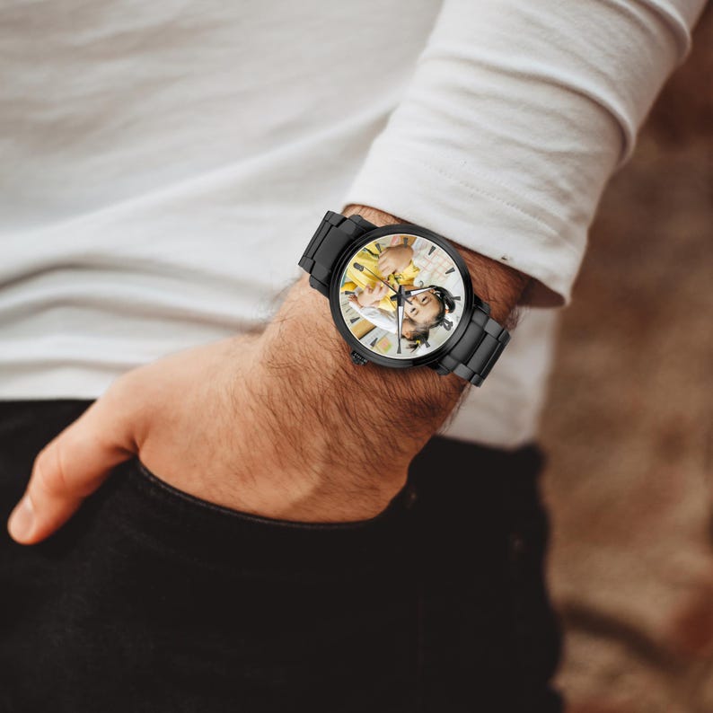 Custom Photo Automatic Watch with Steel Strap, Personalized Stainless Steel Watch, Anniversary Birthday Gift for Men Women imagen 7