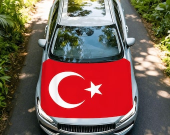 Turkey Flag Car Hood Cover – Turkish National Flag Auto Decoration, Patriotic Vehicle Accessory