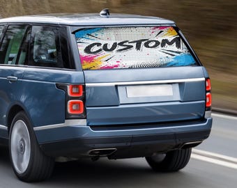 Custom Rear Car Window Decal, One Way Vision Perforated Vinyl Sticker, Waterproof Privacy Window Film, Custom Size Car Graphic