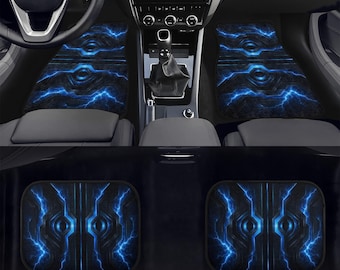 Blue Lightning Car Floor Mats Set – Universal Auto Interior Carpet Accessories