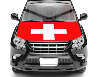 Switzerland Flag Car Hood Cover – Swiss National Flag Auto Bonnet Cover, Patriotic Car Decoration
