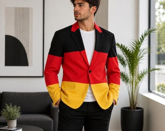 German Flag Jacket for Men, German Blazer, Bavarian Outfit, Stylish Suit Jacket, Unique Festival Outfit, Gift for Him, Statement Jacket