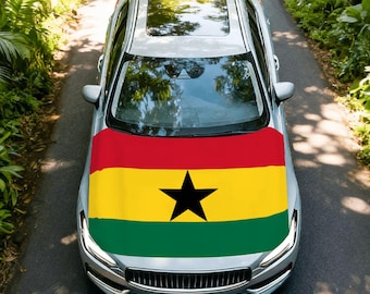 Ghana Flag Car Hood Cover – Premium Ghanaian National Flag Auto Decoration, Patriotic Vehicle Accessory