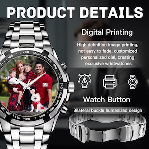 Personalized Photo Watch for Men, Custom Picture Watch, Upload Your Photo Watch, Gift for Dad, Husband, Boyfriend, Anniversary Gift image 6