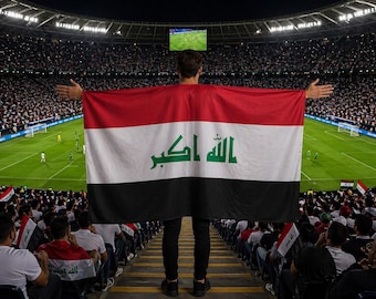 イラク国旗（大）、イラク国旗、赤白黒旗、屋外屋内旗、スポーツファン旗、スタジアムサポーター旗