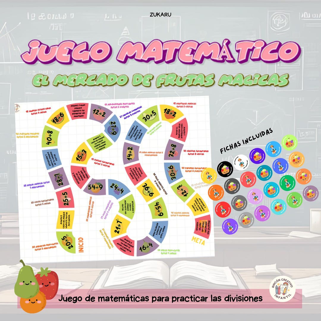 Printable Division Game | Magic Fruit Market | Elementary Math Division ...