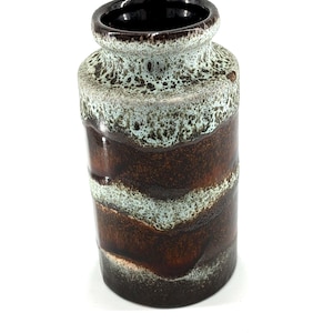 Vintage West Germany Fat Lava Vase: Brown Green Ceramic Pottery MCM (7 Inch)