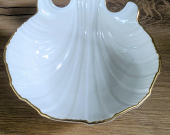 Vintage Lenox Shell Dish | Ivory Porcelain with Gold Trim