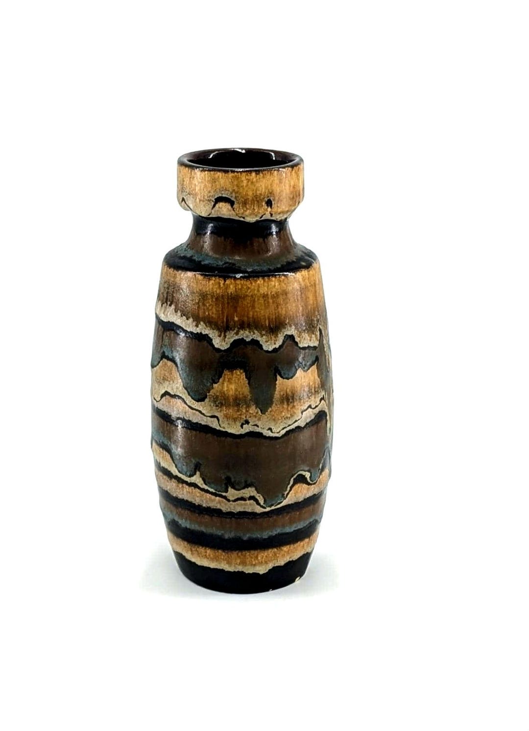 Vintage West Germany Drip Glaze Vase – Mid Century Modern Earth Tone ...