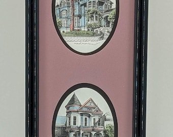 Framed Victorian Home Art Print | Signed Mark Monsarrat, San Francisco Artist